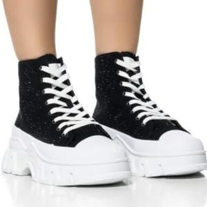 Ex-wide high top lace-up, platform sneakers UNISEX! (M-9.5) (W-10)